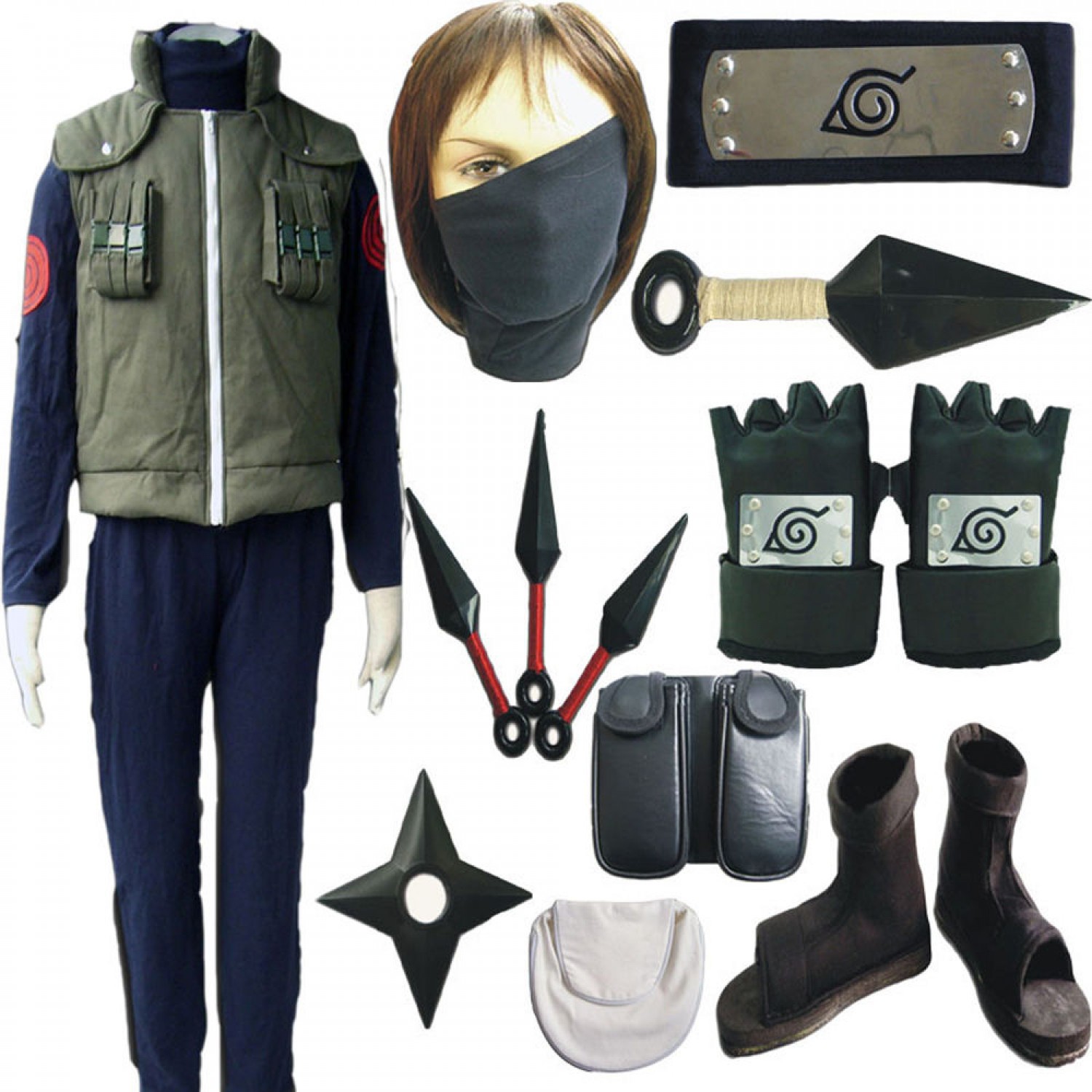 Naruto Hatake Kakashi Sensei Cosplay Costume Full Set ( free shipping
