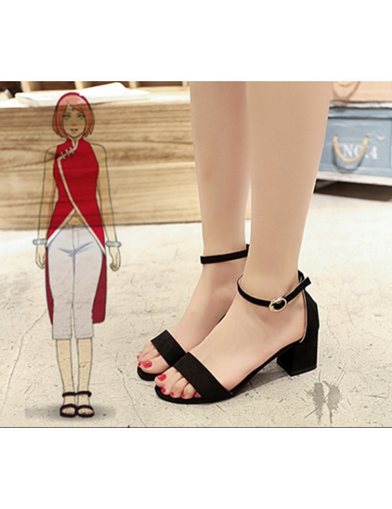 Naruto Boruto Haruno Sakura Tsunade Black Summer Sandals Cosplay Shoes