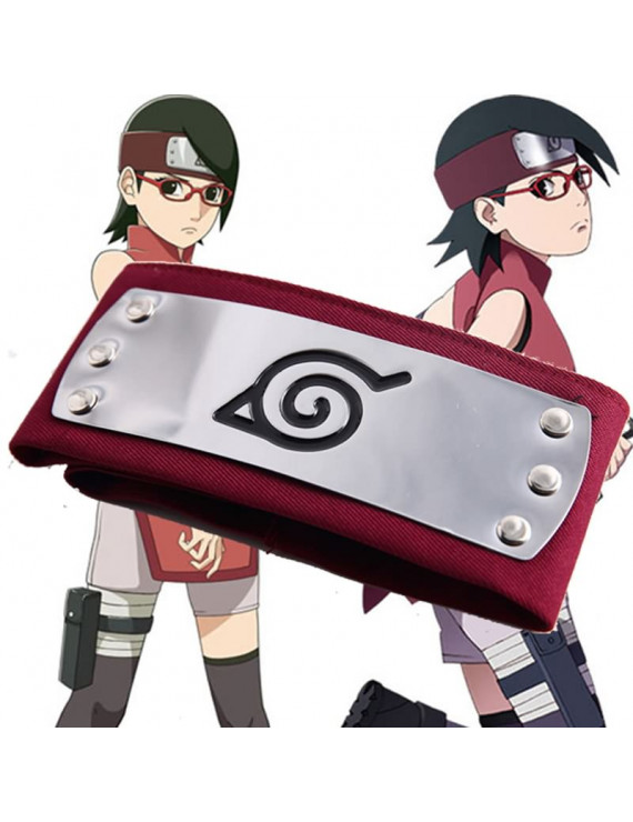 Naruto Ninja Red Headband Forehand for Uchiha Sarada Leaf Village Konoha