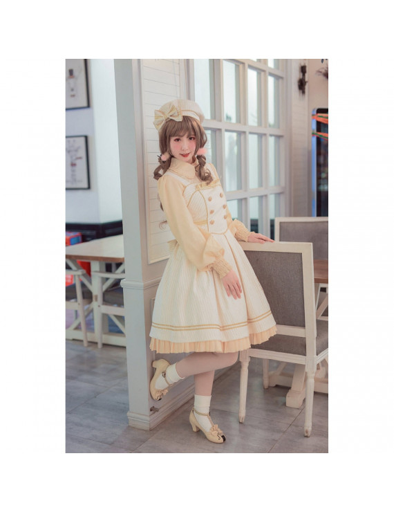 Long sleeves Rose Crown Embroidery Lolita Jumper Dress