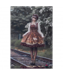 Long sleeve High Waist Hanging Neck Lolita Dress 