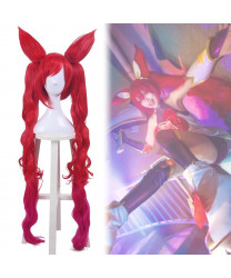 League of Legends LoL Star Guardian Jinx Long Two Ponytail Two Ears Cosplay Wig