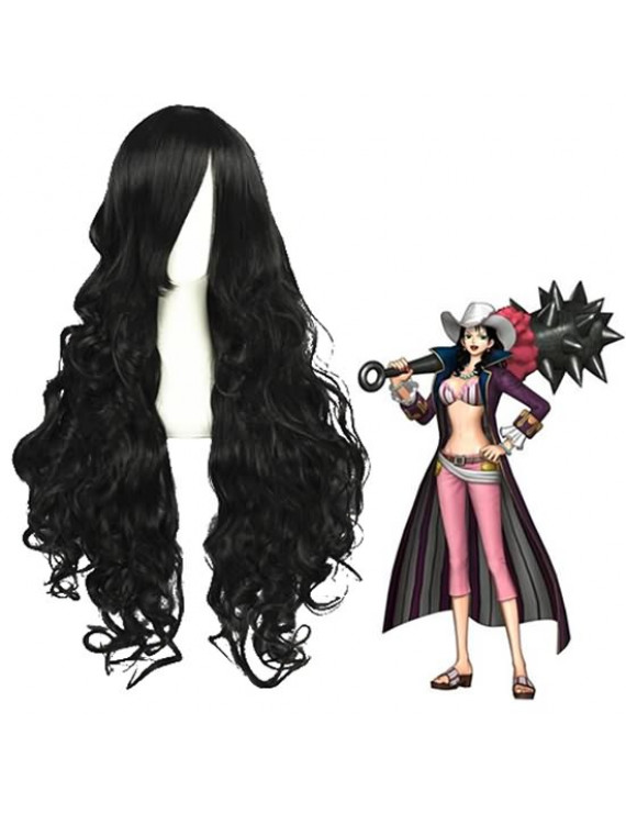 One Piece Alvida Long Black Wavy Cosplay Wig