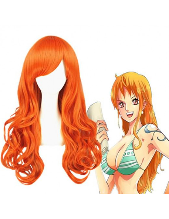 One Piece Nami Long Wavy Orange Cosplay Wig 65cm 