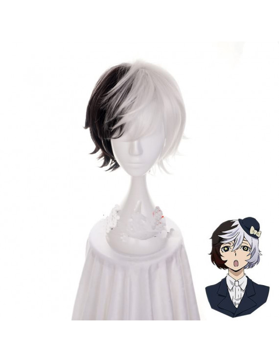 Bungou Stray Dogs Kyuusaku Yumeno Black White Cosplay Wig