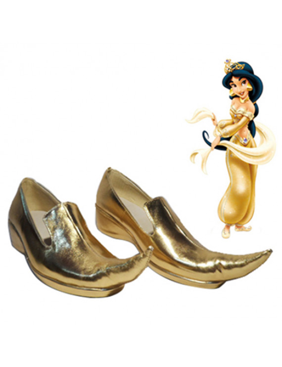Aladdin Lamp Jasmine Golden Cosplay Shoes