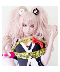 Danganronpa Junko Enoshima Cosplay Wig Pink Ponytail Synthetic Hair Wig