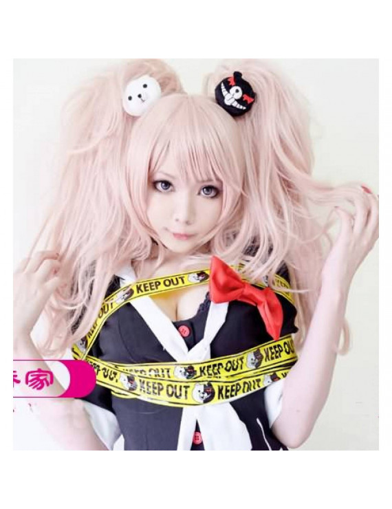 Danganronpa Junko Enoshima Cosplay Wig Pink Ponytail Synthetic Hair Wig