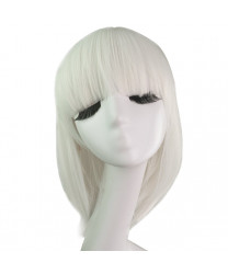 Anime Game Short White Medium Length Straight Bangs Cosplay Wig