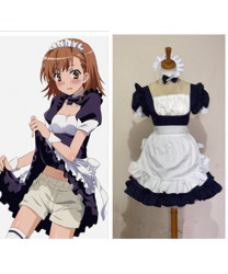 A Certain Magical Index Misaka Mikoto Blue Maid Cosplay Costumes