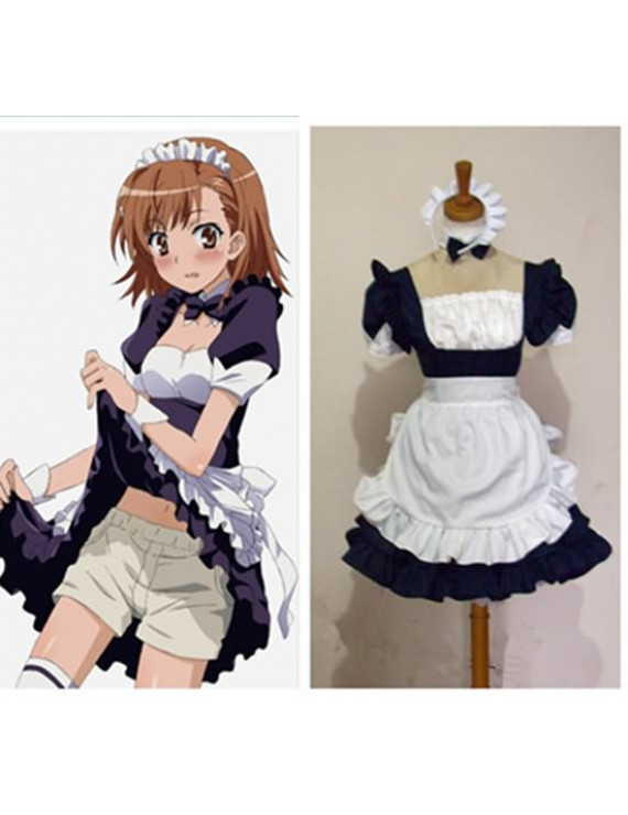 A Certain Magical Index Misaka Mikoto Blue Maid Cosplay Costumes