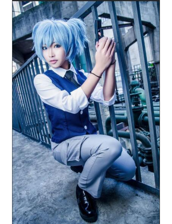 Assassination Classroom Shiota Nagisa Blue Female Cosplay Costume