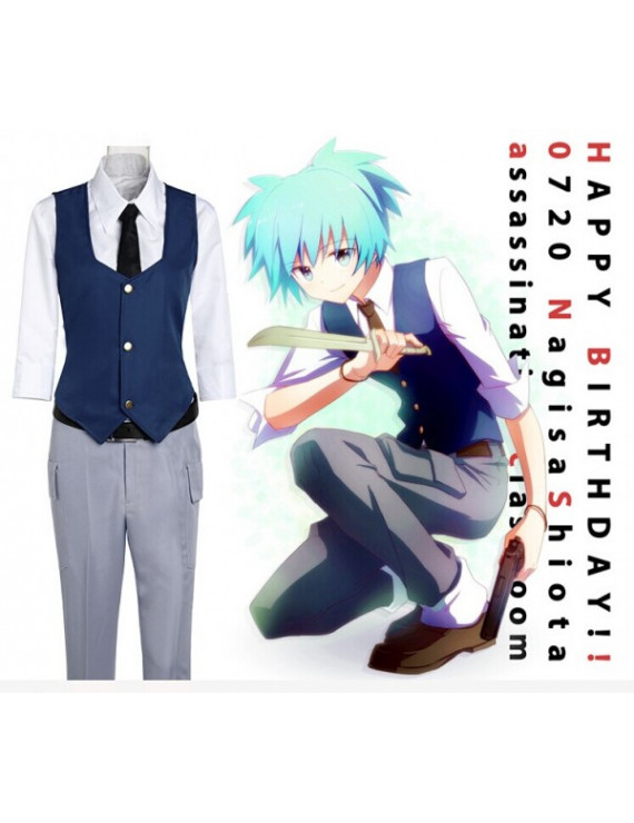 Assassination Classroom Shiota Nagisa Vest Shirt Pants Japan Anime Cosplay Costume