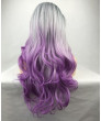 Lace Front Long Wavy Purple Ombre Synthetic Hair Women Wig