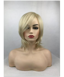 Blonde Short Straight Synthetic Hair Full Wig for Women 