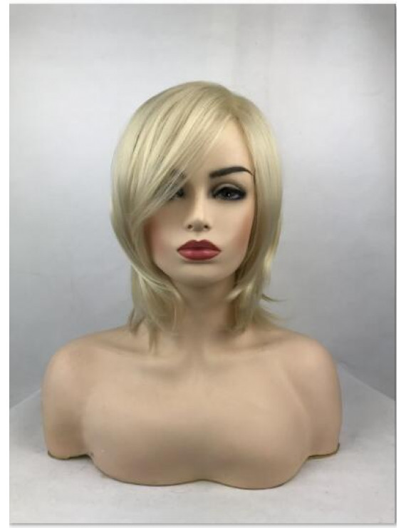 Blonde Short Straight Synthetic Hair Full Wig for Women 