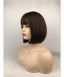 Brown Short Straight Bob Synthetic Hair Full Women Wig