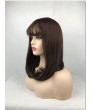 Brown Red Medium Length Straight Bob Synthetic Hair Full Women Wig