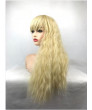 Blonde Long Curly Heat Resistant Fiber Full Synthetic Hair Wig with Full Bang