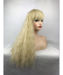 Blonde Long Curly Heat Resistant Fiber Full Synthetic Hair Wig with Full Bang