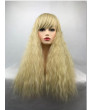 Blonde Long Curly Heat Resistant Fiber Full Synthetic Hair Wig with Full Bang