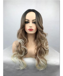 Capless Long Curly Synthetic Hair Ombre Full Wig