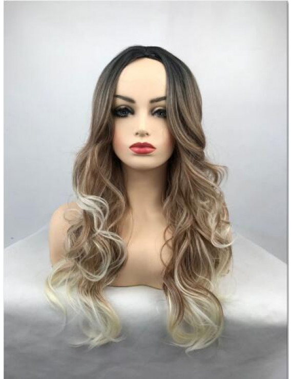 Capless Long Curly Synthetic Hair Ombre Full Wig