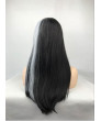 Black Mixed White Long Straight Synthetic Hair Full Wig with Bangs