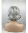 Capless Gray Short Wavy Synthetic Hair Full Wig with Side Bangs