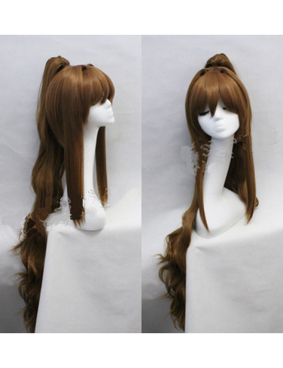 Doki Doki Literature Club! DDLC Monica Pink Brown Cosplay Wig