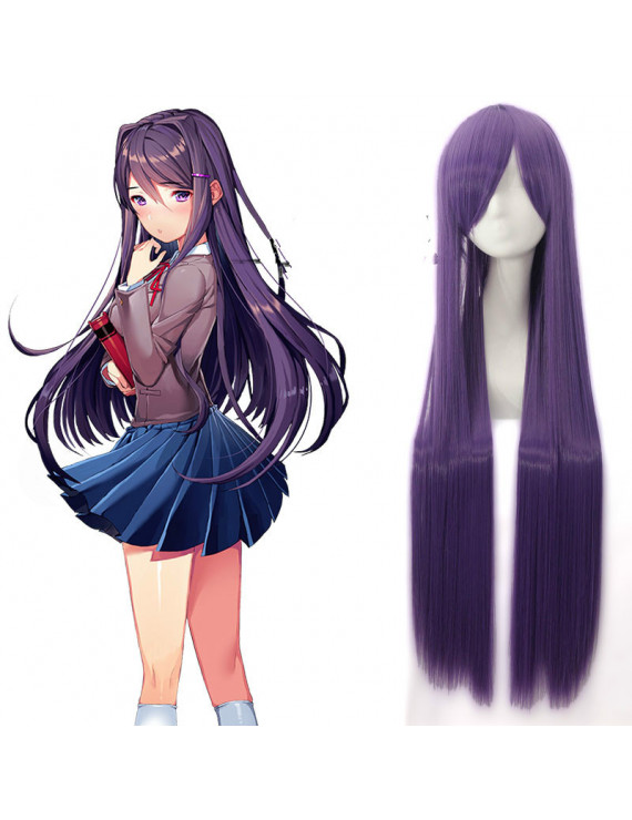 Doki Doki Literature Club! Yuri Long Purple Synthetic Hair Cosplay Wig