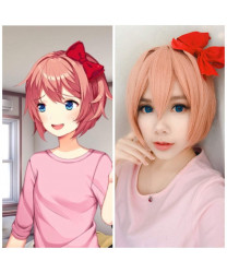 Doki Doki Literature Club ! Sayori Pink Cosplay Wig