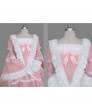 White and Pink Long Sleeves Cotton Lolita Dress Cosplay Costumes 