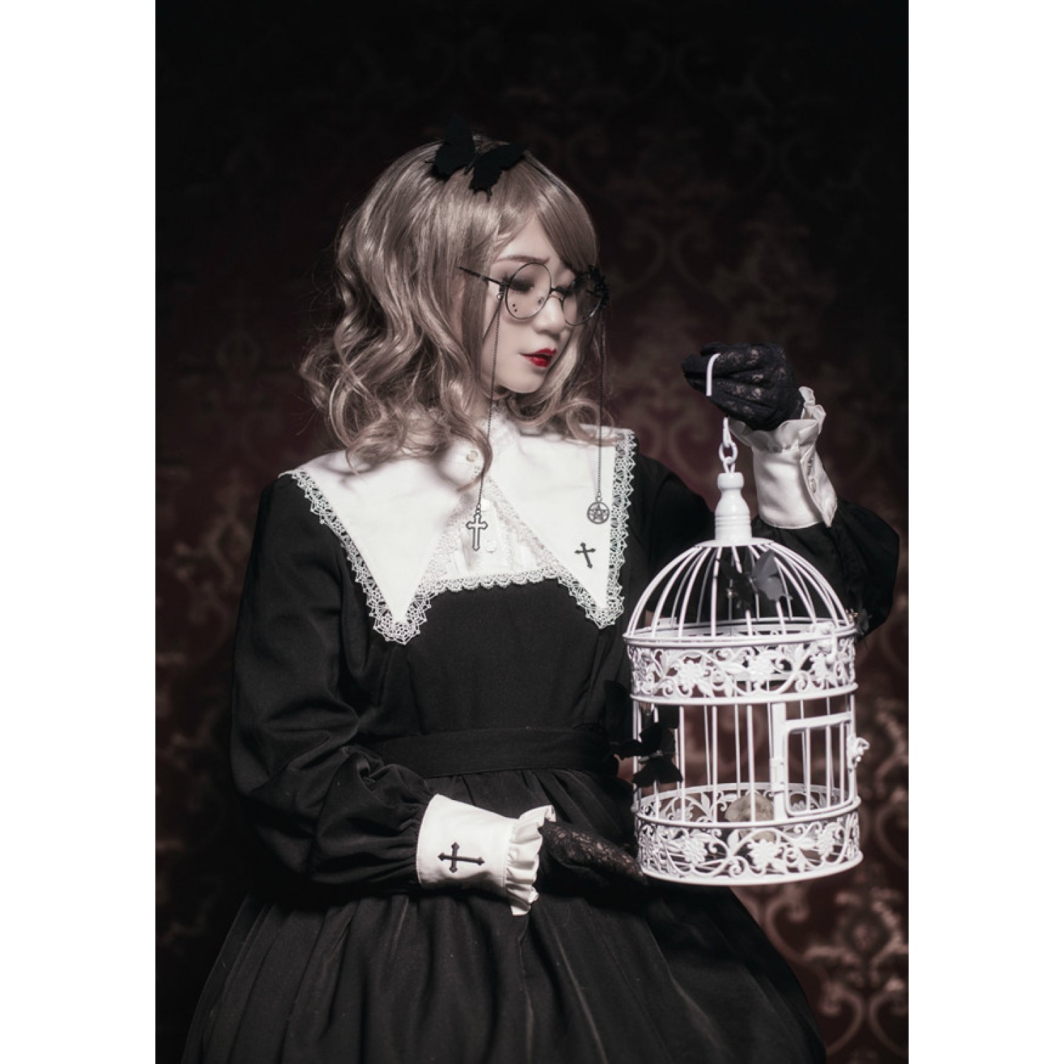black and white lolita dress