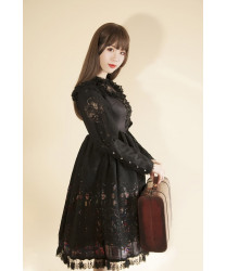 Cotton Chiffon Retro Gothic Lolita Long Sleeves Window Dress