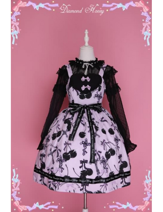 Diamond Honey Cherry Cross Lolita Cute Gothic Little Devil Lolita Dress