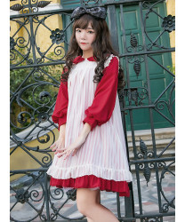 Fashion Lolita Dress Alice Cute Doll Collar Chiffon Party Dress With Overskirt