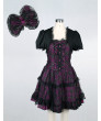 Black Cotton Short Sleeve Bow Square-collar Gothic Lolita Dress