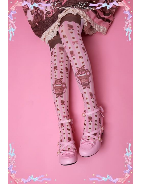 Velvet Chocolate Bear Sweet Loita Dress Knee High Socks