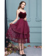 Sweet Dark Red Lace Slim Mesh jsk dress ,High Waist Sleeveless Suspender, Princess Lolita Dress