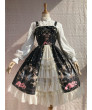 Sweet Lolita JSK Dress Cross Flower Printed Sleeveless Women Dress