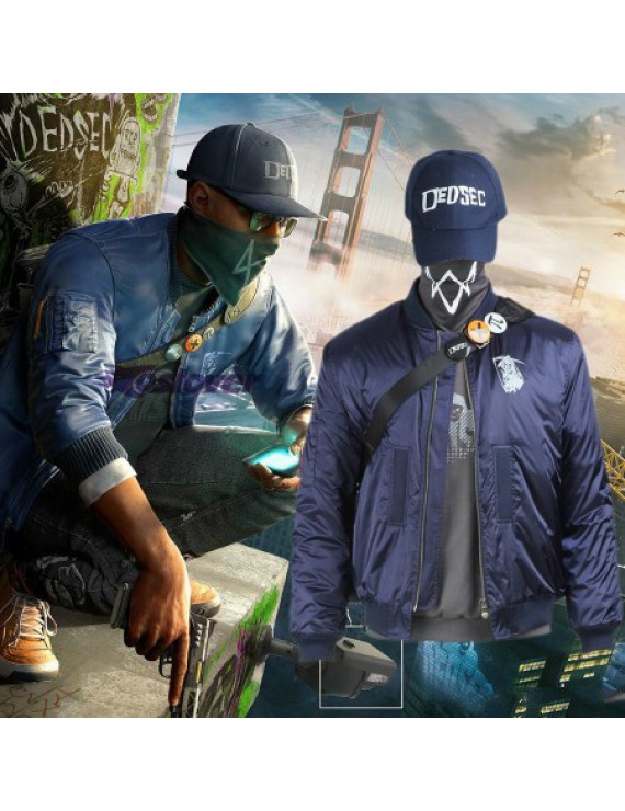 Watch Dogs 2 Marcus Holloway Cosplay Costume Jacket Sweater Mask Hat Bag