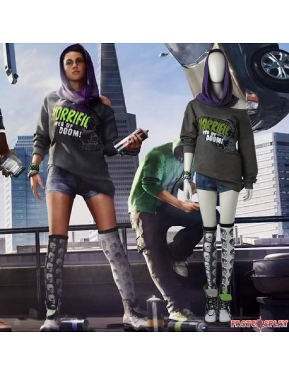 Watch Dogs 2 Sitara Cosplay Costume Top, Shorts, Hood, Socks, Bracelets, Headband