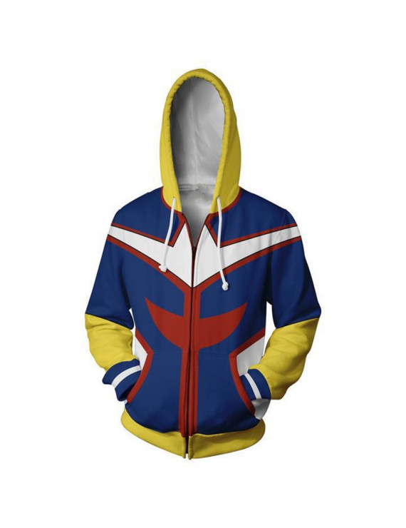 My Hero Academia Casual Zipper Hoodie Sweatshirt All Might 3D Printing