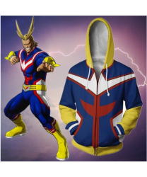 My Hero Academia Casual Zipper Hoodie Sweatshirt All Might 3D Printing