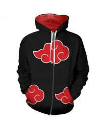 Naruto Akatsuki Clan 3D Print Hoodie Sweatshirts Long Sleeve Zip Up Jacket