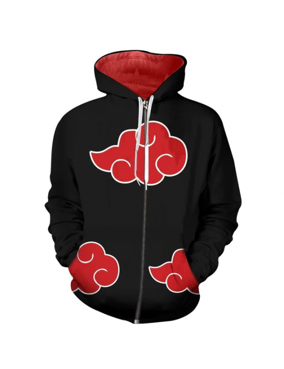 Naruto Akatsuki Clan 3D Print Hoodie Sweatshirts Long Sleeve Zip Up Jacket