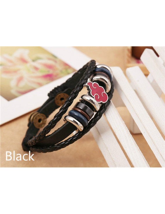 Naruto Akatsuki Cowhide Leather Alloy Bracelet