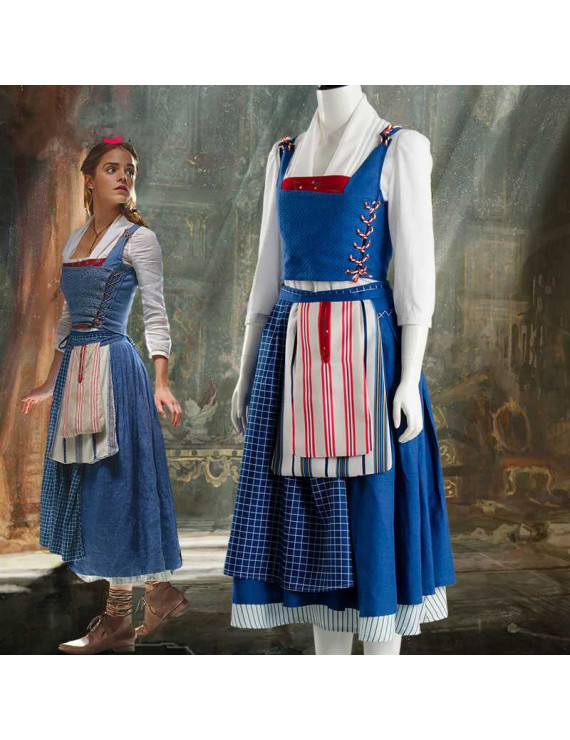 Beauty And The Beast Movie Belle Emma Watson Maid Dress Cosplay Costume