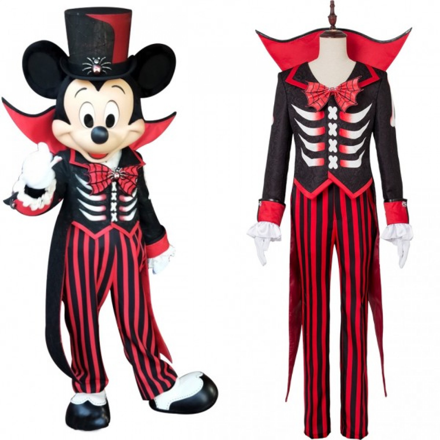 Disney Mickey Mouse Suit Tuxedo Black Red Cosplay Costume ( free shipping ) 99.99